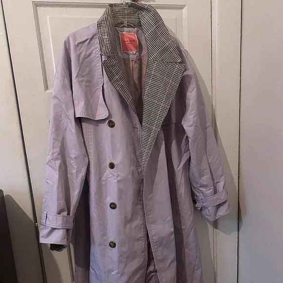 kate spade Lilac Trench Coat with Plaid Collar - Picture 9 of 12